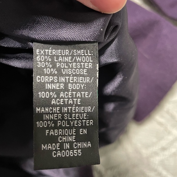 RW&CO Deep Purple Wool Blend Pea Coat with Belt ~ size Small - Picture 14 of 14